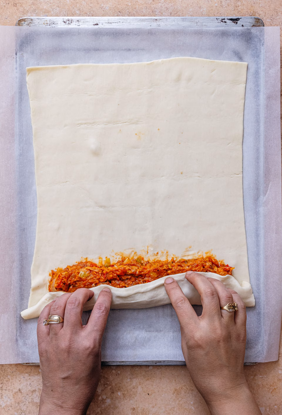 Rolling puff pastry bites