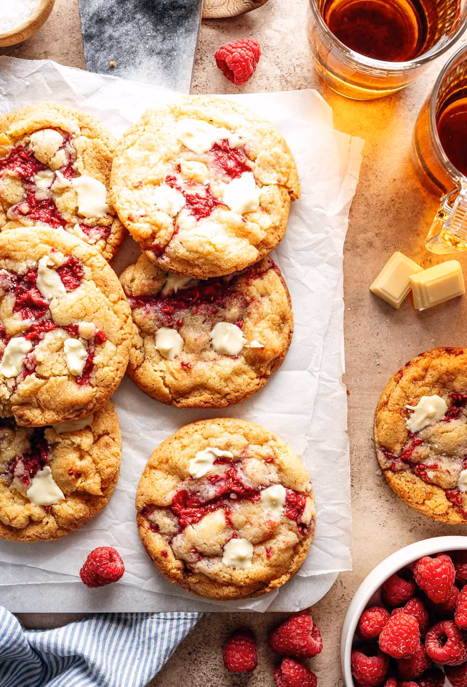 White chocolate raspberry cookies