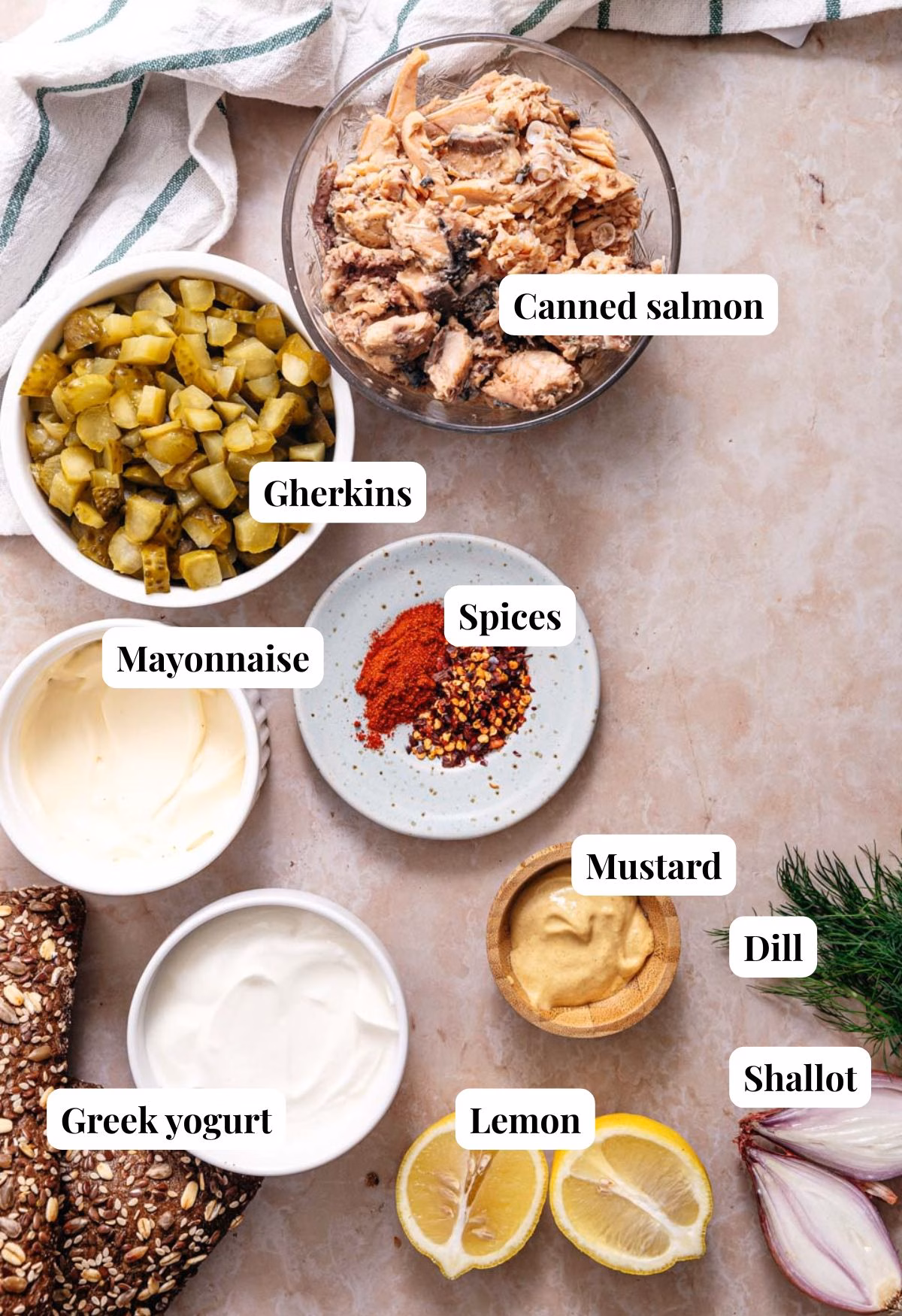 Ingredients for salmon salad