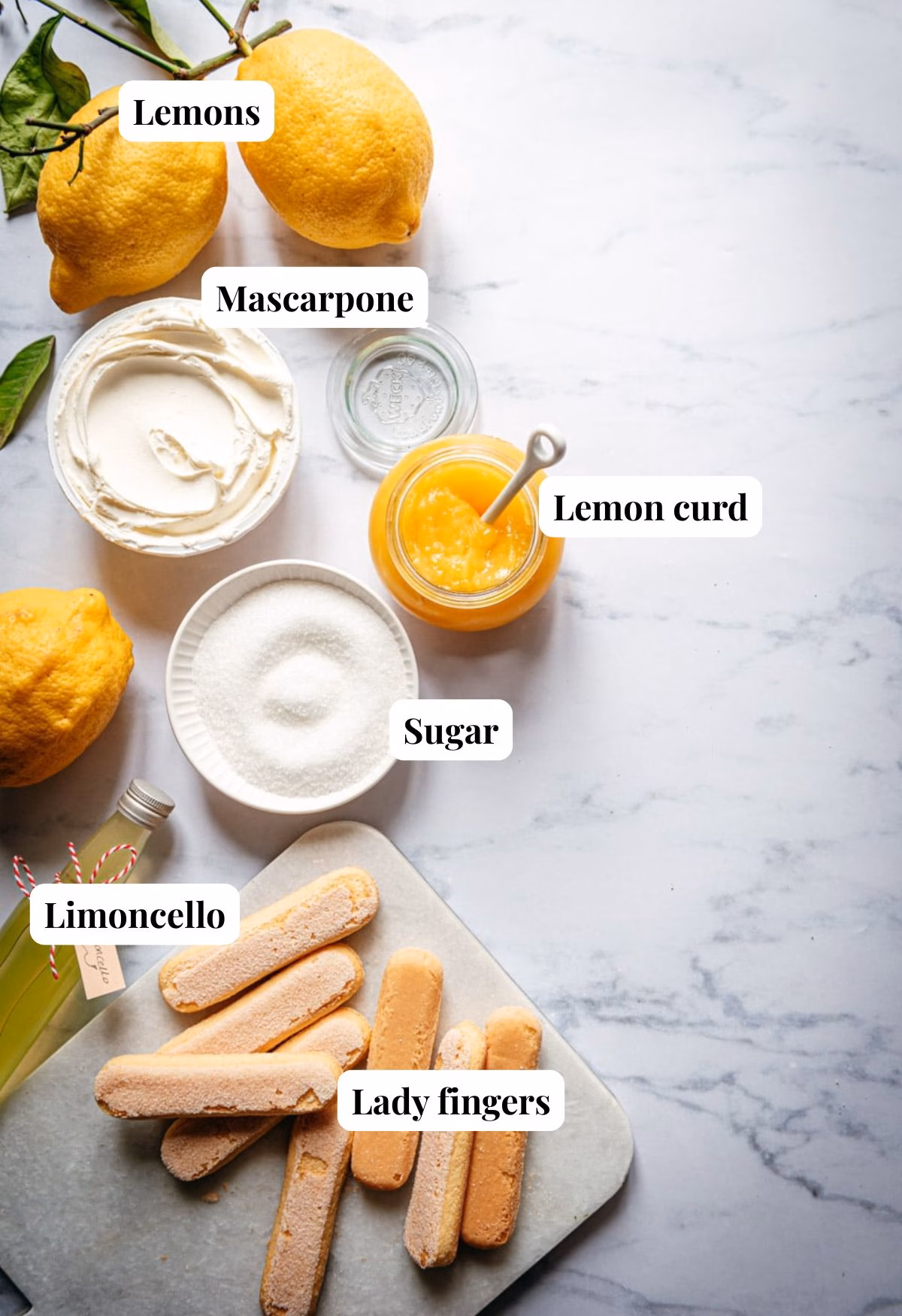 Ingredients lemon tiramisu