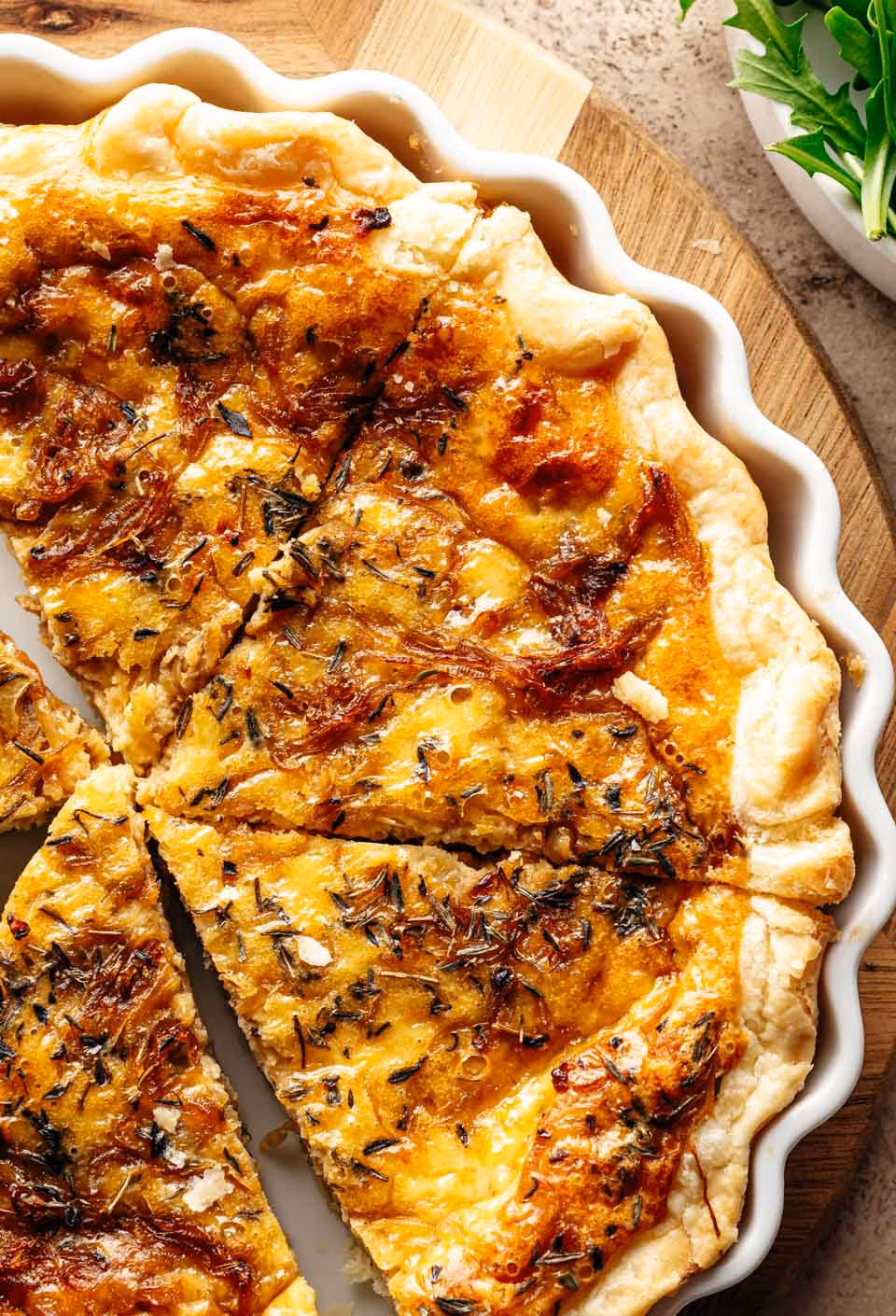 Quiche with caramelized onions