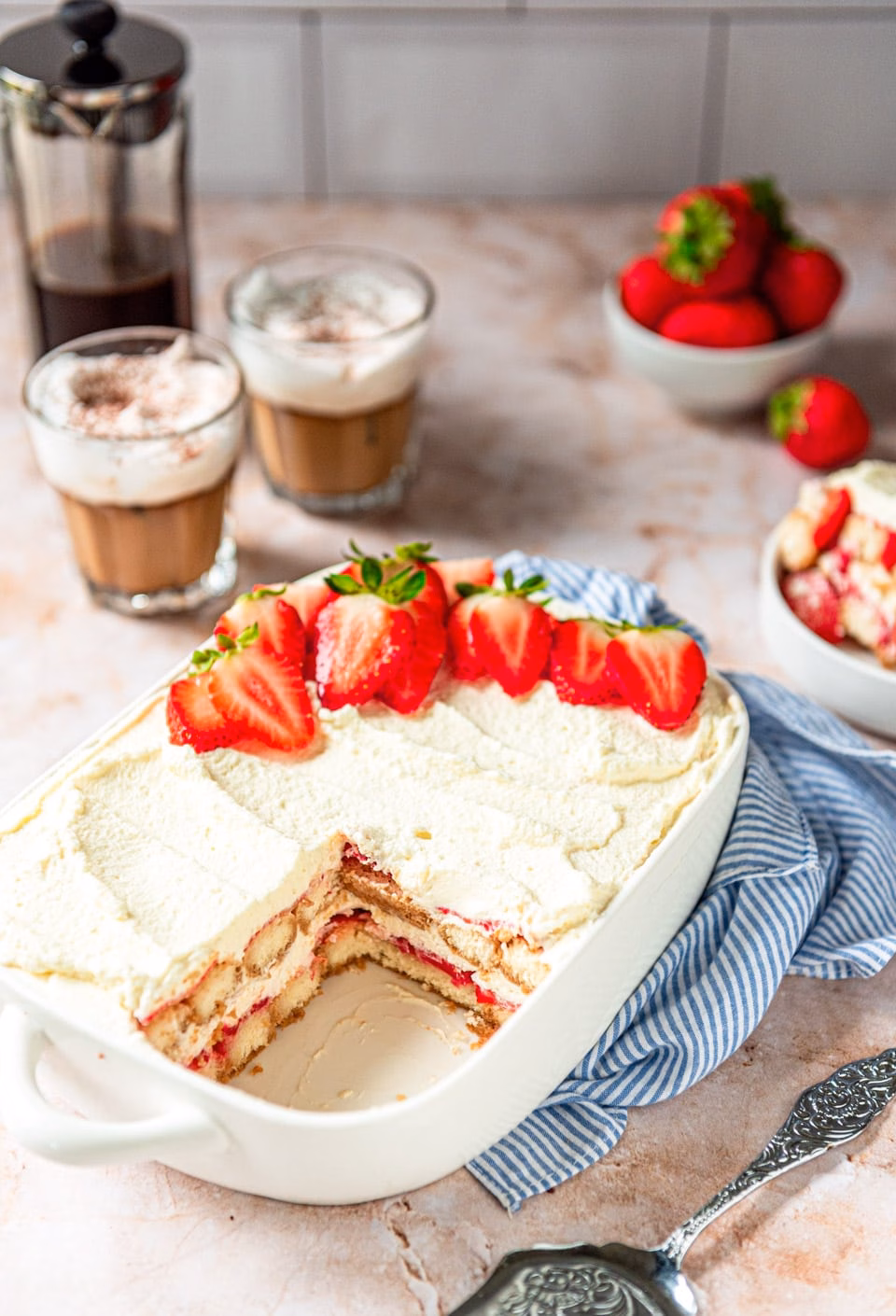 Homemade strawberry tiramisu