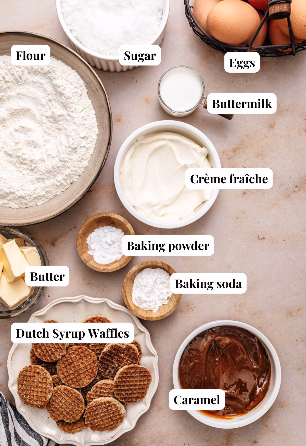 Ingredients for stroopwafel cake