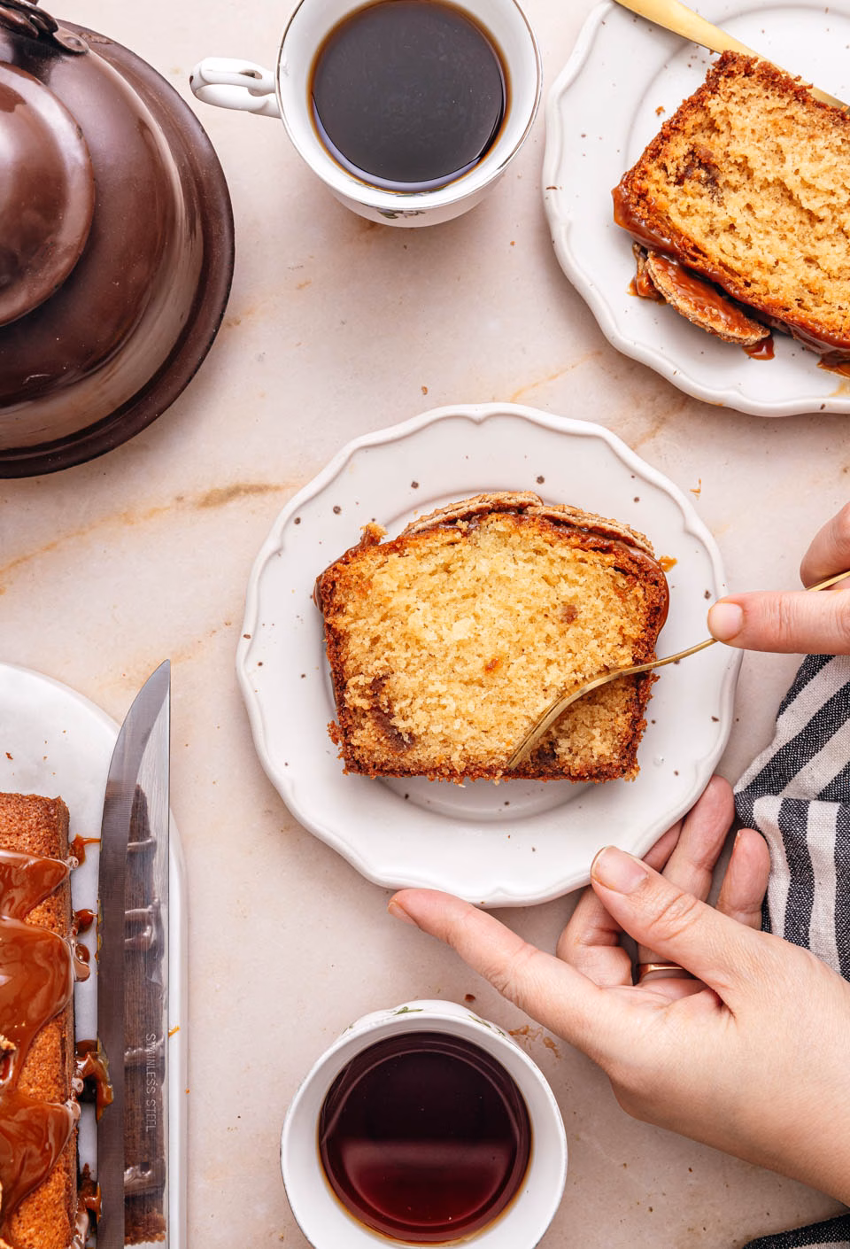 Slice of stroopwafel cake