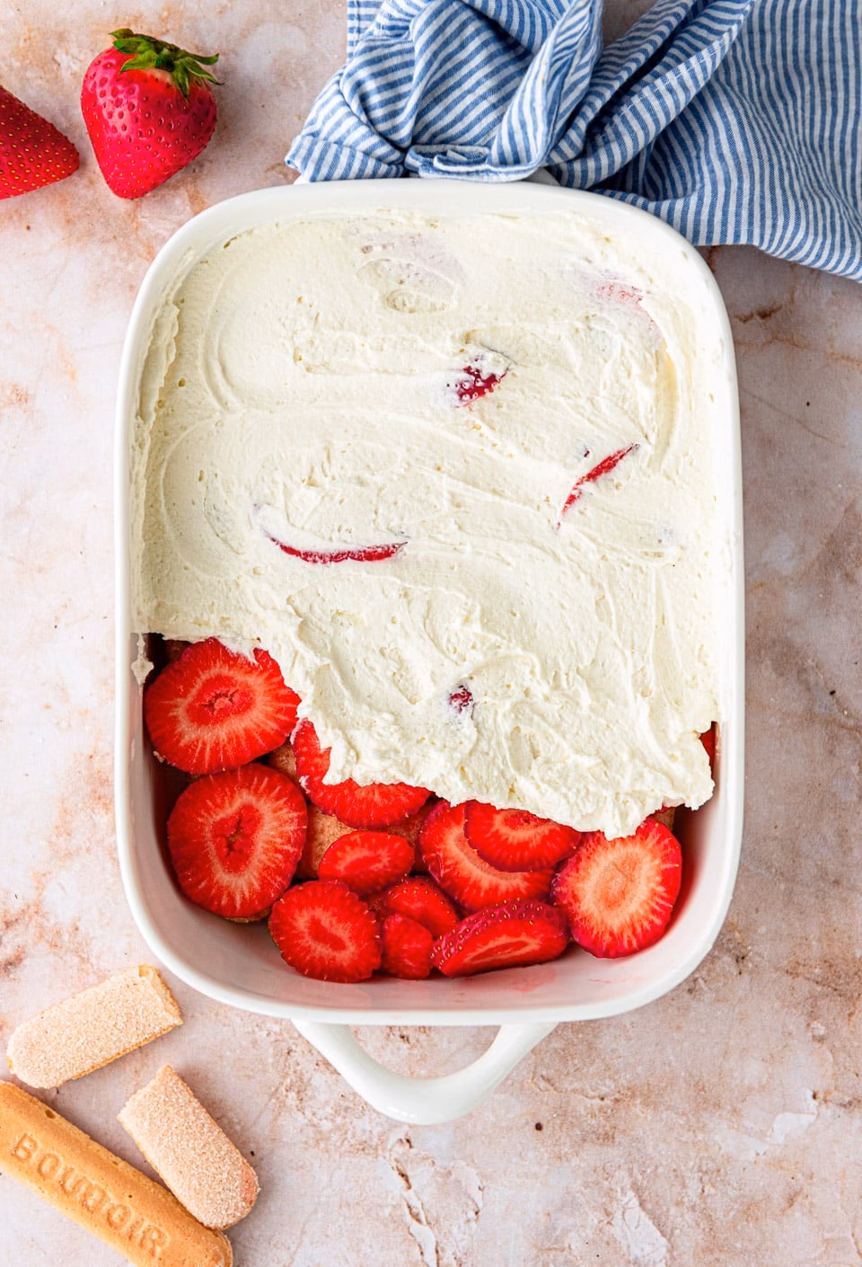 Tiramisu with strawberries