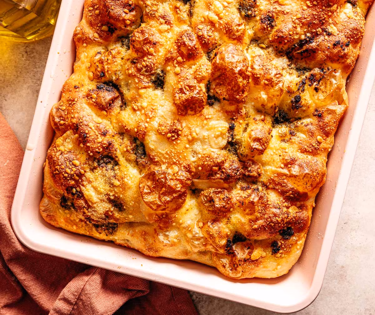 Pesto focaccia with cheese