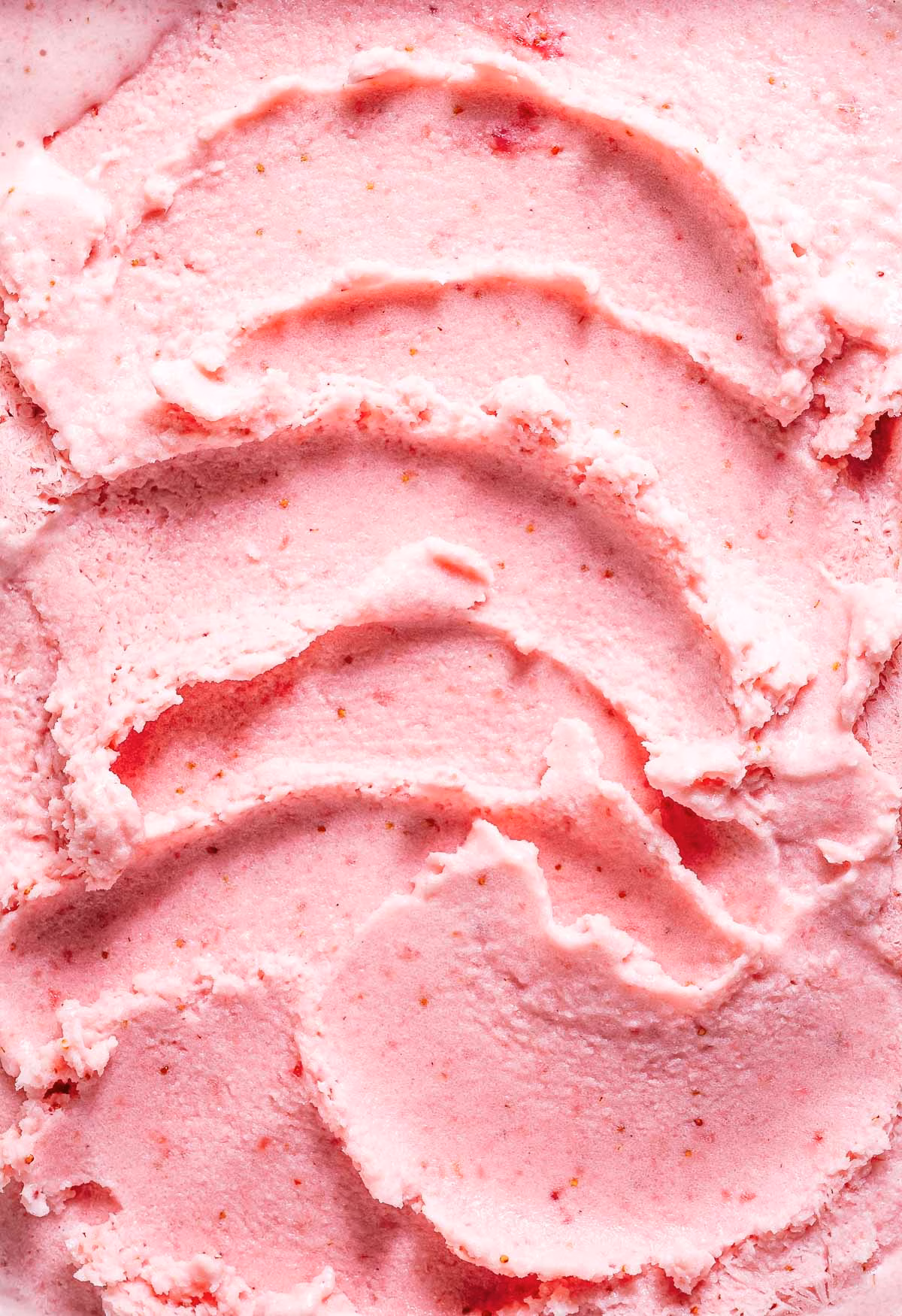 Strawberry ice cream closeup