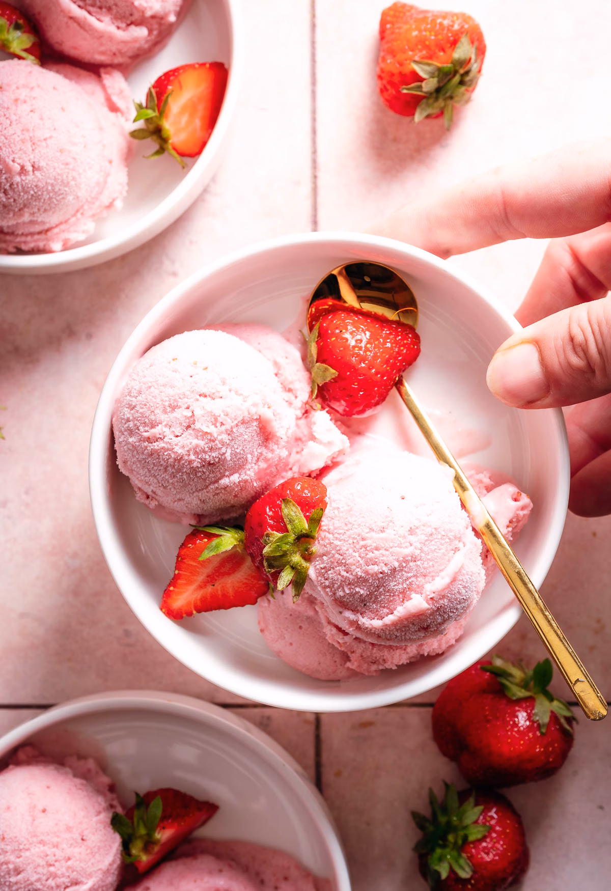 Making strawberry ice cream