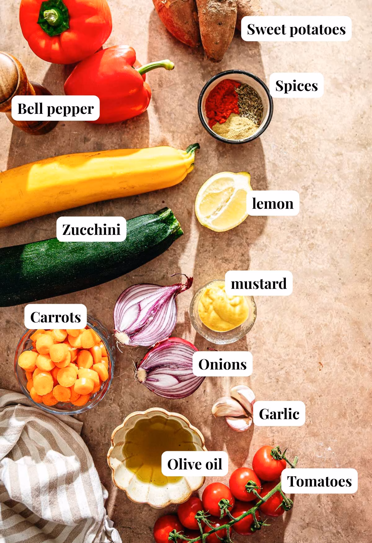 Ingredients for grilled vegetables