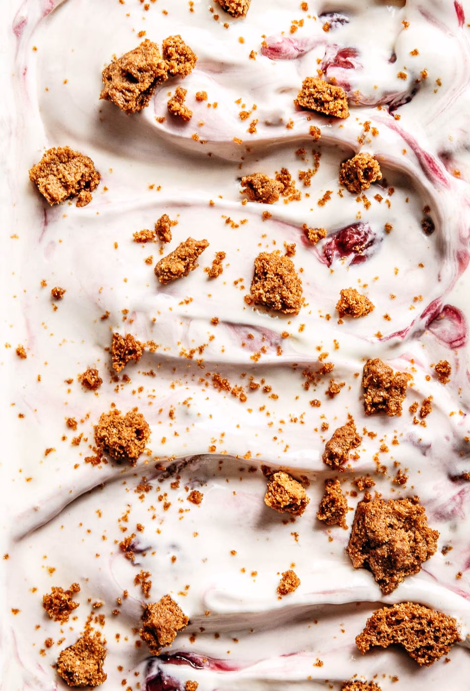 Closeup cherry cheesecake ice cream