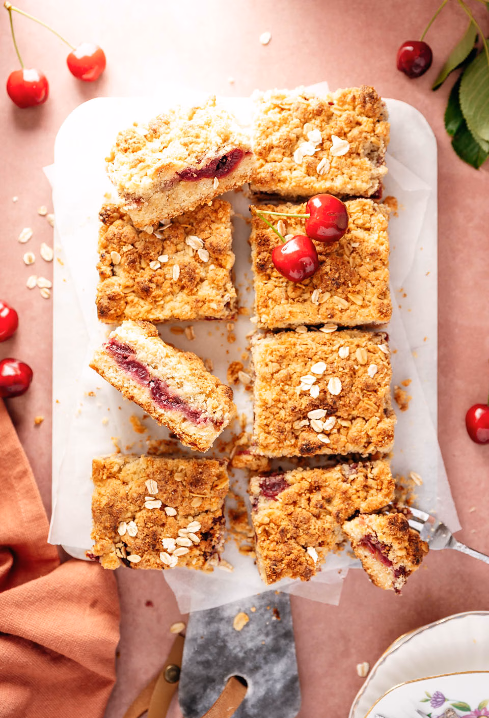 Cherry crumble sheet cake