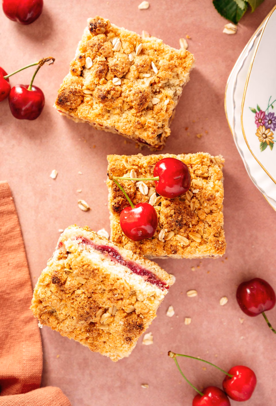 Cherry crumble sheet cake