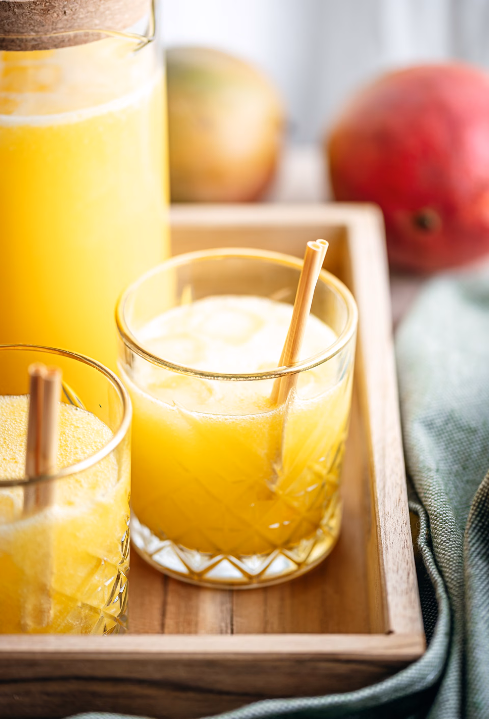 Mango lemonade on a tray