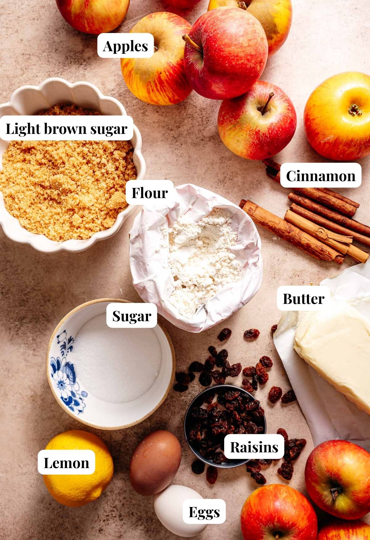 Ingredients for Dutch apple pie